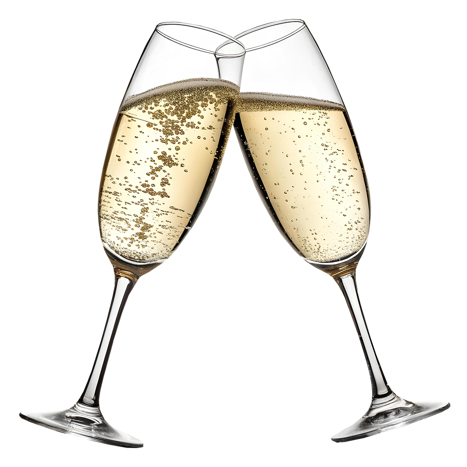 Champagne glasses raised in celebration